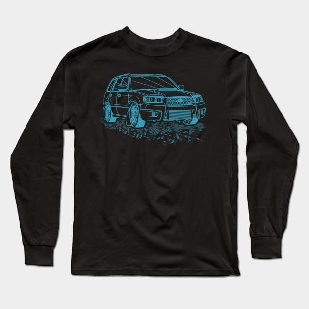 Subie Forester Sti Blueprint Long Sleeve T-Shirt by Guyvit